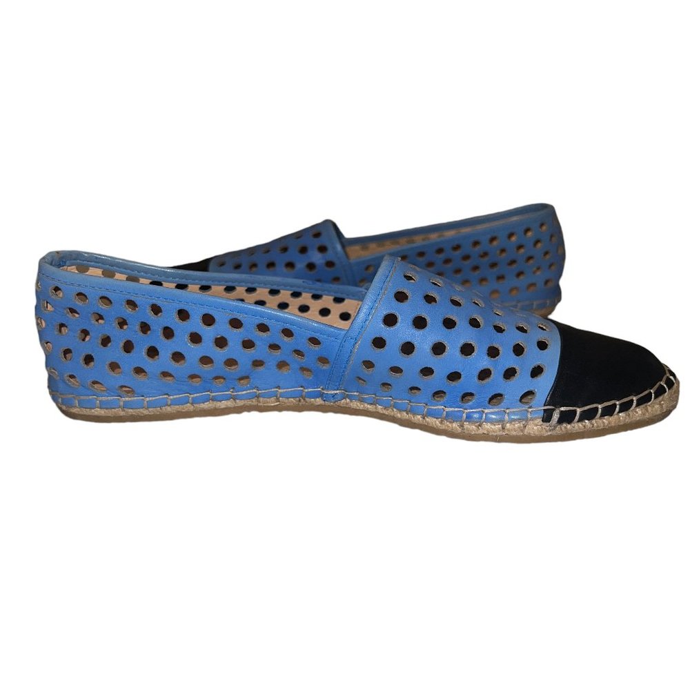 Loeffler Randall Light Blue & Dark Blue Perforated Espadrilles Size 8.5-9